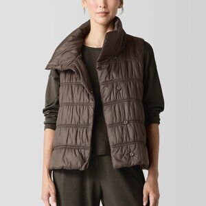 Eileen Fisher s. L (large) Eggshell Recycled Nylon Stand Collar Vest in Wren